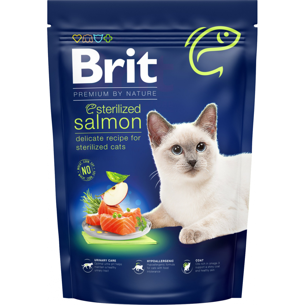Сухий корм для кішок Brit Premium by Nature Cat Sterilized Salmon 800 г (8595602553099)