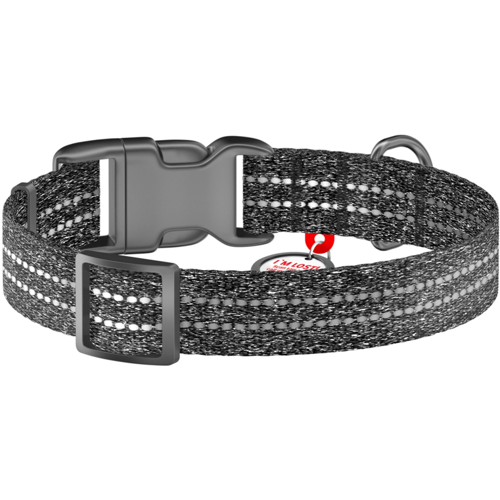 Нашийник для тварин WAUDOG Re-cotton з QR паспортом світловідбивний Ш 25 мм Д 37-58 см сірий (029411)