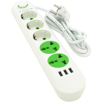 Network power filter Voltronic F02U, 3 sockets EU + 2 sockets Universal, 3*USB White (F02U-White)