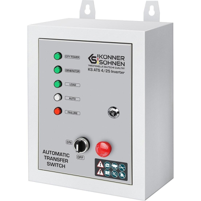 Автоматичне введення резерву (АВР) Konner&Sohnen KS ATS 4/25 Inverter, 230-400В, 5.75(11.5)кВт, 25(50)А, 13кВт (KSATS4/25INVERTER)