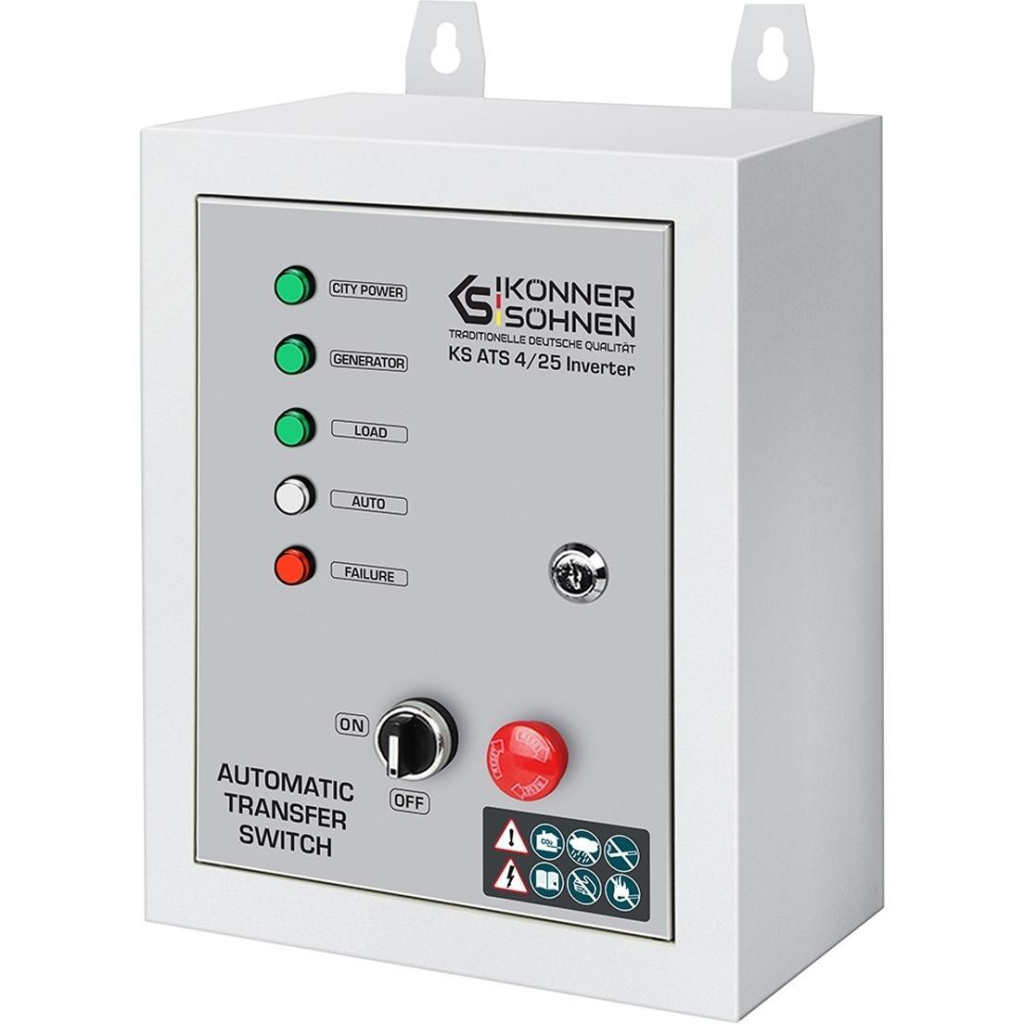 Автоматичне введення резерву (АВР) Konner&Sohnen KS ATS 4/25 Inverter, 230-400В, 5.75(11.5)кВт, 25(50)А, 13кВт (KSATS4/25INVERTER)