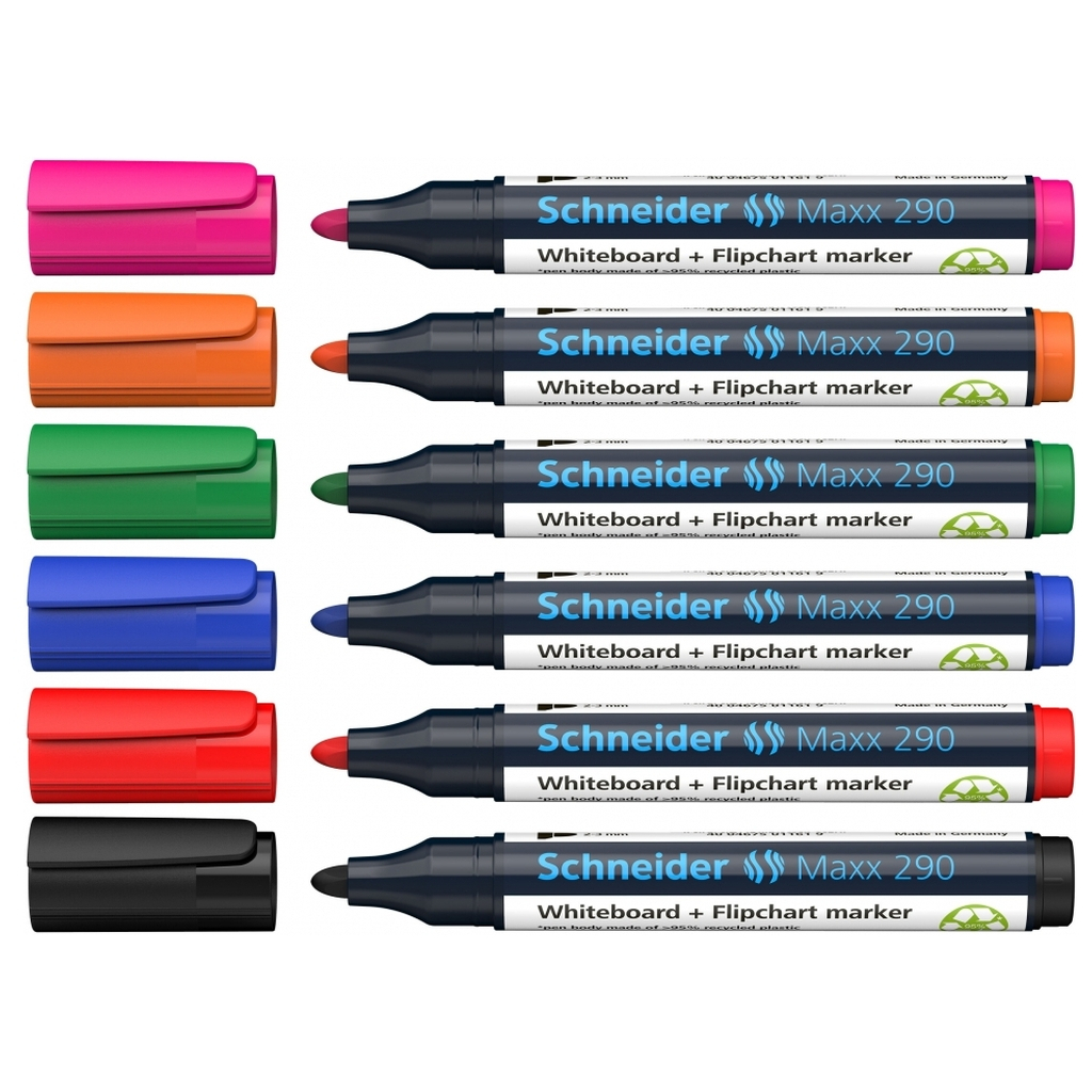 Набір маркерів Schneider 6 маркерів для дошок та фліпчартів MAXX 290 в блістері (S129096)