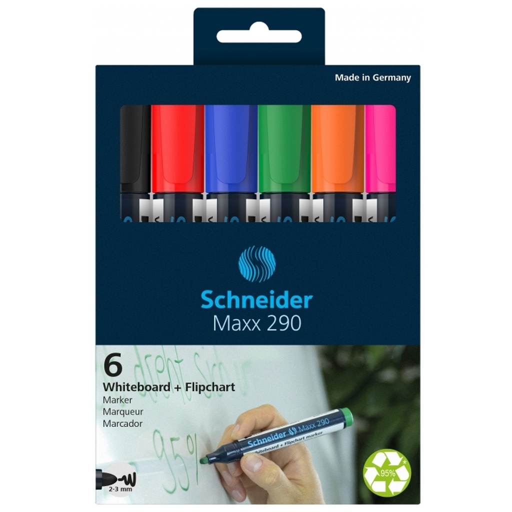 Набір маркерів Schneider 6 маркерів для дошок та фліпчартів MAXX 290 в блістері (S129096)