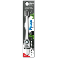 Toothbrush Fesco Black & White Series Soft White with black bristles (4823098414131)