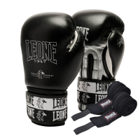Leone Boxing Gloves GN208 Iconic Black 12oz (GN208_Black_12oz)