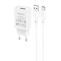 Зарядний пристрій BOROFONE BA68A USB + cable USB to USB-C 10.5W White (BA68AWc)