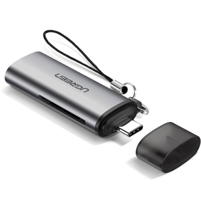 Зчитувач флеш-карт Ugreen USB Type-C 3.1 to TF/SD CM184 Gray (50704)