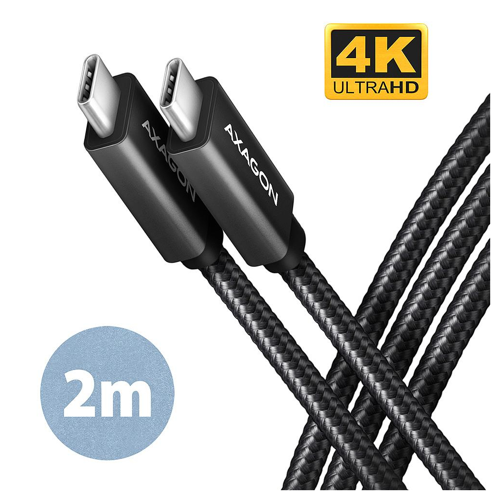 Дата кабель USB-C to USB-C 2.0m USB 3.2 Gen 2 PD 100W 5A 4K black AXAGON (BUCM32-CM20AB)