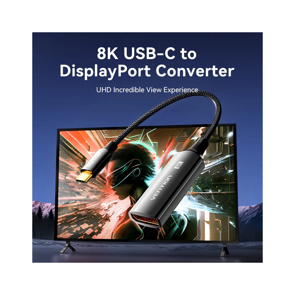 Кабель мультимедійний USB-C to DisplayPort M 0.25m 8K black Vention (CRGBC) Кабель мультимедійний USB-C to DisplayPort M 0.25m 8K black Vention (CRGBC)