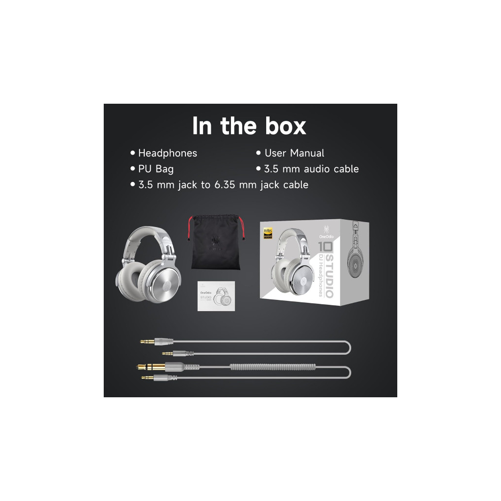 Навушники OneOdio Pro 10 3,5мм/6,35мм Silver (Pro 10 Silver)