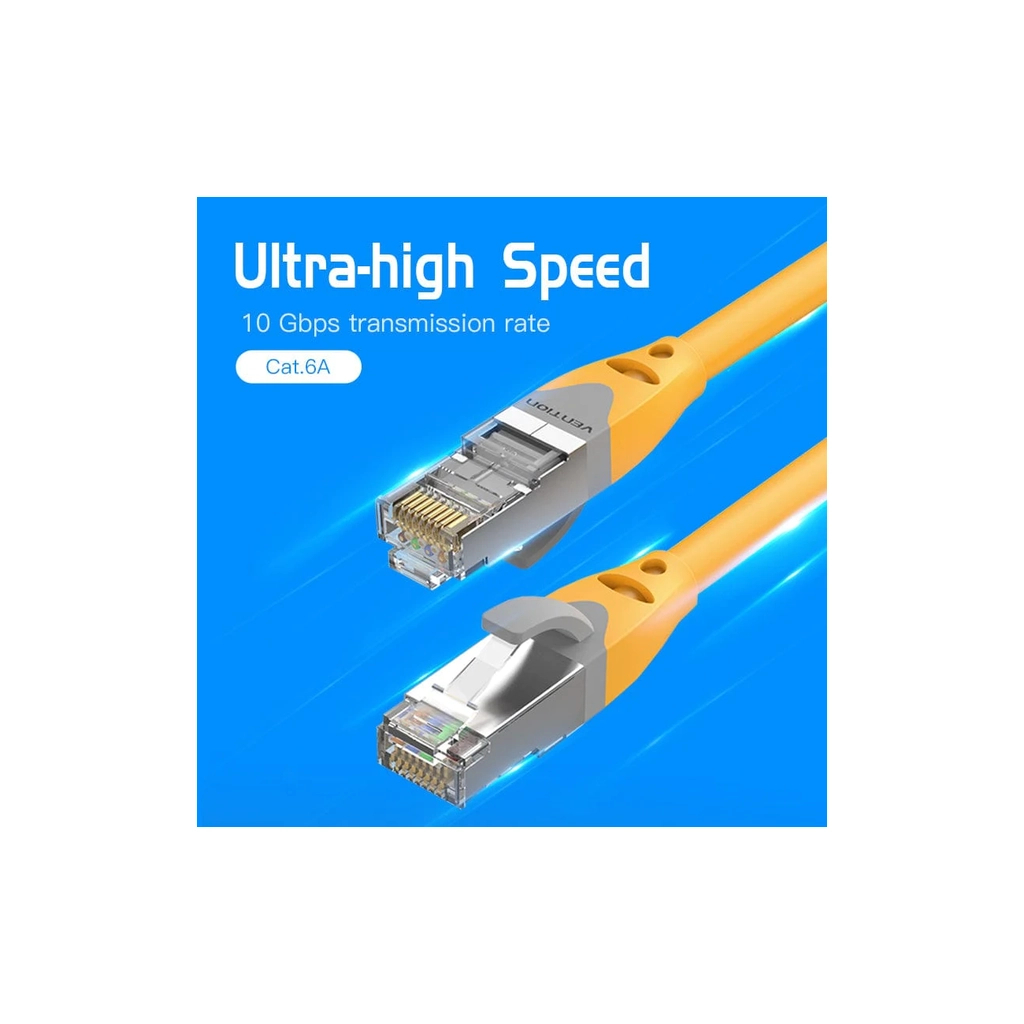 Патч-корд 0.5м, S/FTP cat 6A RJ-45 yellow Vention (IBHYD)
