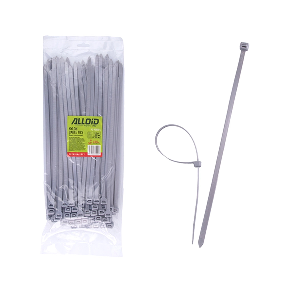 Стяжка Alloid 7.6х300мм, пластик, 100шт./уп., сірий (PC-76300G) Стяжка Alloid 7.6х300мм, пластик, 100шт./уп., сірий (PC-76300G)