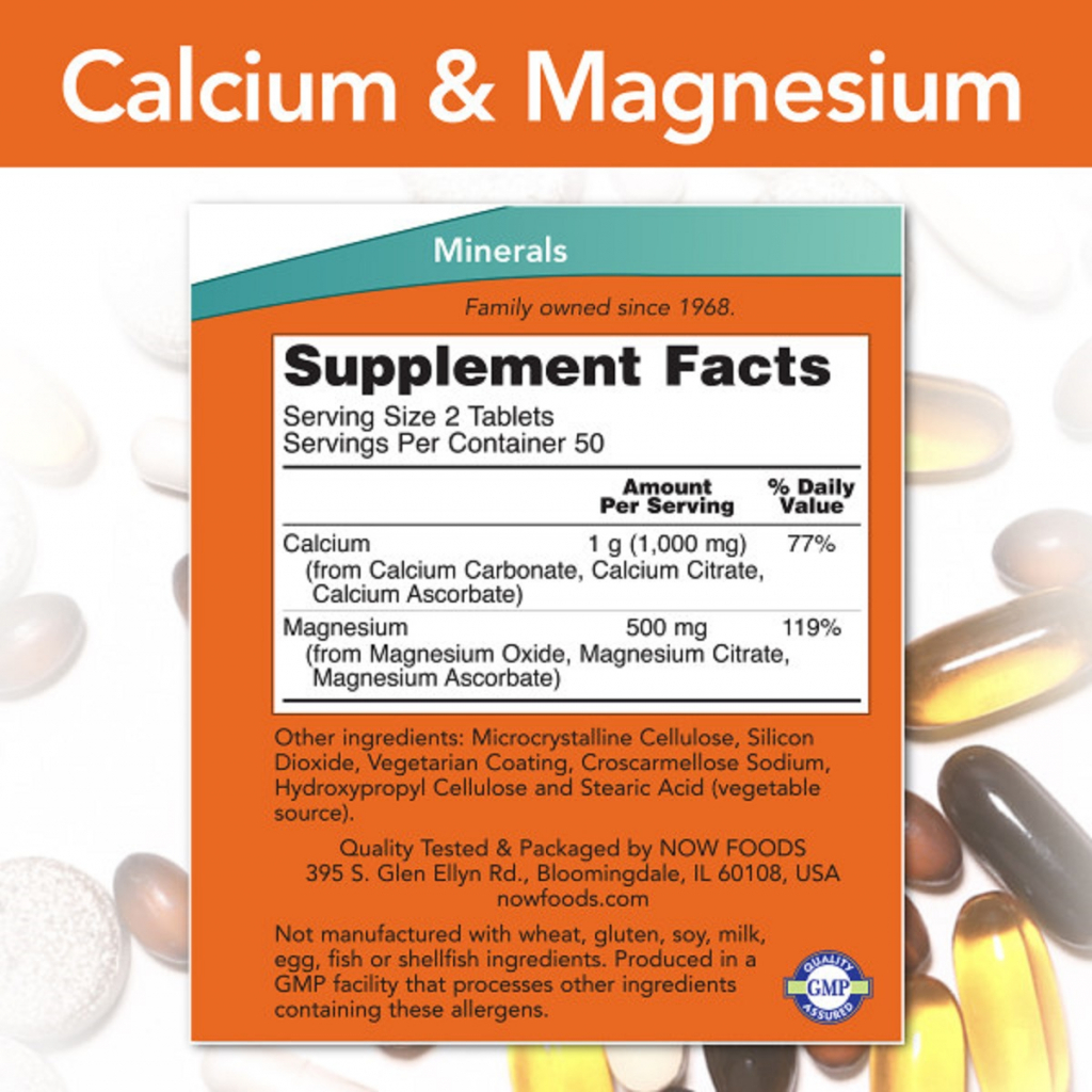 Мінерали Now Foods Кальцій і Магній, Calcium & Magnesium 2: 1 Ratio, 100 таблет (NF1270)