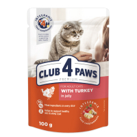 Wet food for cats Club 4 Paws in jelly with turkey 100 g (4820215364256)
