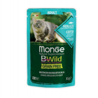 Wet food for cats Monge BWild Cat Free Wet with cod and shrimp 85 g (8009470012768)