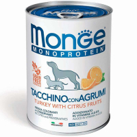 Canned food for dogs Monge Dog Fruit Monoprotein turkey with citrus 400 g (8009470014335)