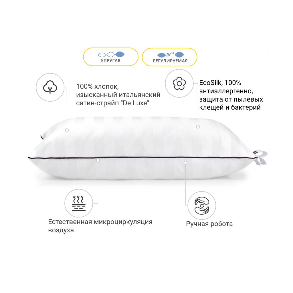 Подушка MirSon бамбукова Hand Made Royal Pearl 932 висока 40x60 (2200000557100)