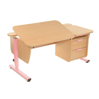 Pondi Desk Schoolboy transformer with Beech-Pink sideboard (BK120RZ)
