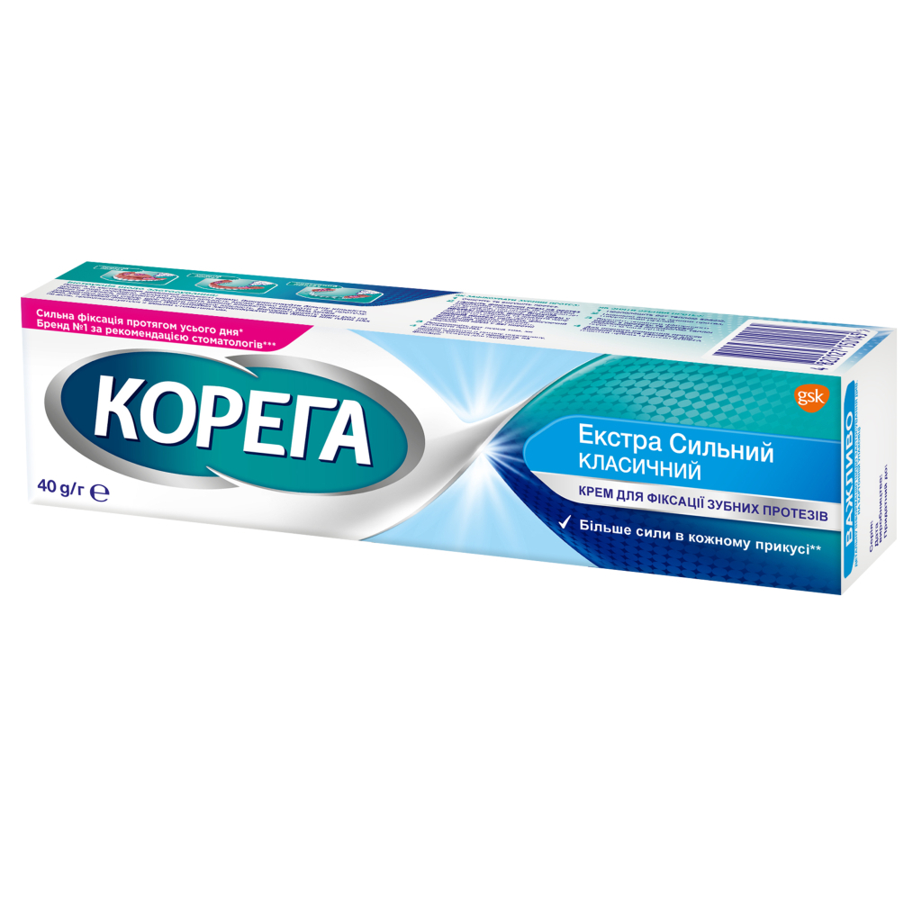 Крем для фіксації зубних протезів Corega Екстра сильний 40 г (4820127150145)