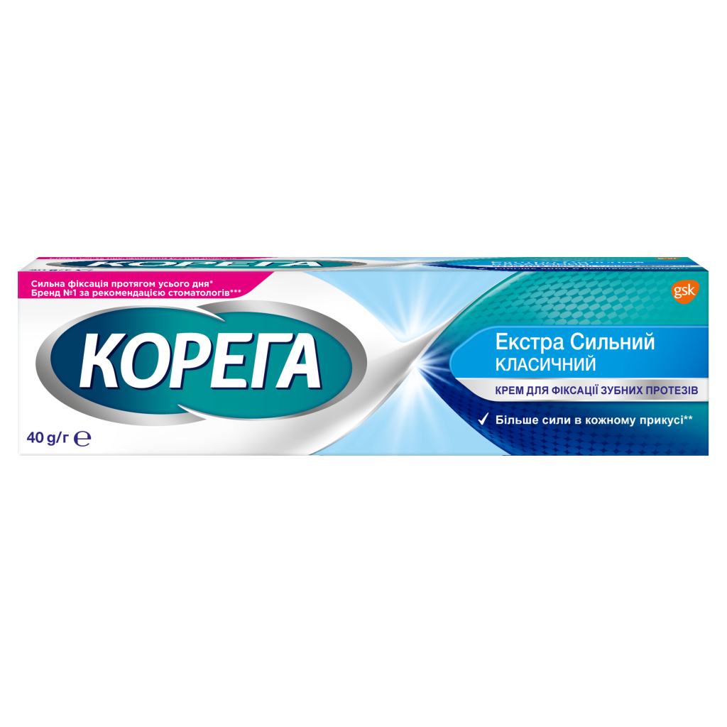 Крем для фіксації зубних протезів Corega Екстра сильний 40 г (4820127150145)