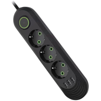 Network power supply filter Voltronic F03U, 3 roz EU, 3*USB Black (F03U-Black)