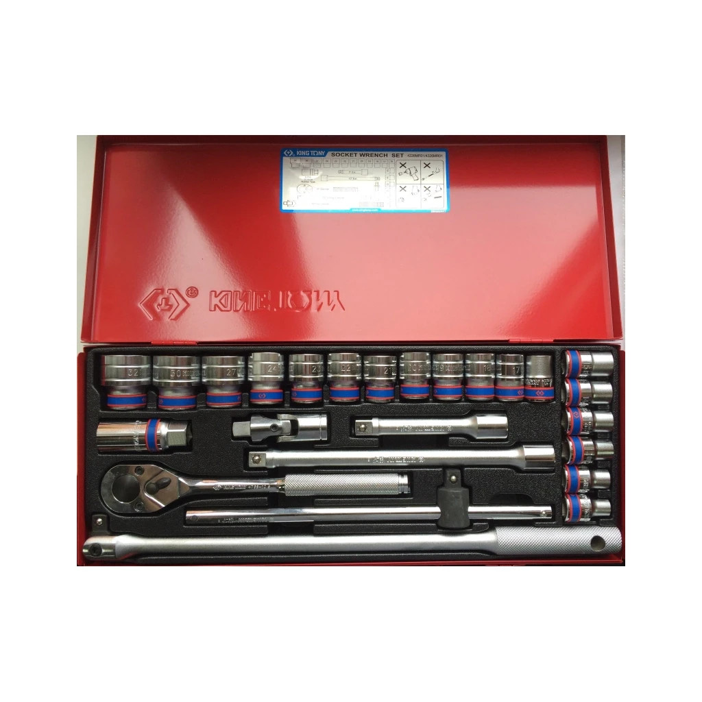 Набір інструментів KING TONY 1/2" 24 шт 12-тигранних з принаддям (4226MR01) Набір інструментів KING TONY 1/2" 24 шт 12-тигранних з принаддям (4226MR01)