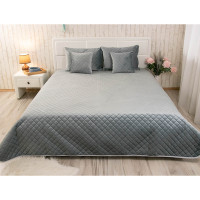 Fleece double-sided decorative Velor Dark Gray rhombus coverlet 150x220 cm (360.55_Dark Gray rhombus)