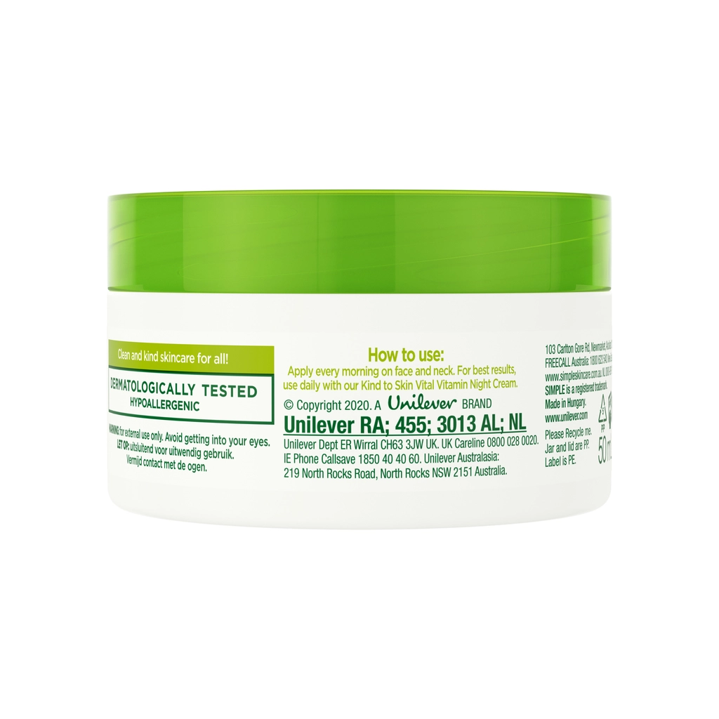 Крем для обличчя Simple Vital Vitamin Cream SPF15 Kind to Skin Денний вітамінний 50 мл (8710447486337)