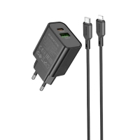 Зарядний пристрій BOROFONE BA88A 1xUSB-C PD20W + 1xUSB QC3.0 + cable USB-C to Lightning Black (BA88A/20WLB)
