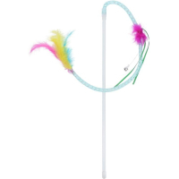 Cat Toy Hippie Pet Fishing Rod with Feathers on a Rope Blue 40cm (HIPCW19014M)