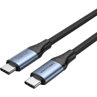 Дата кабель USB-C to USB-C 1.0m USB 4.0 5A cotton braided aluminum gray VENTION (TAVHF)