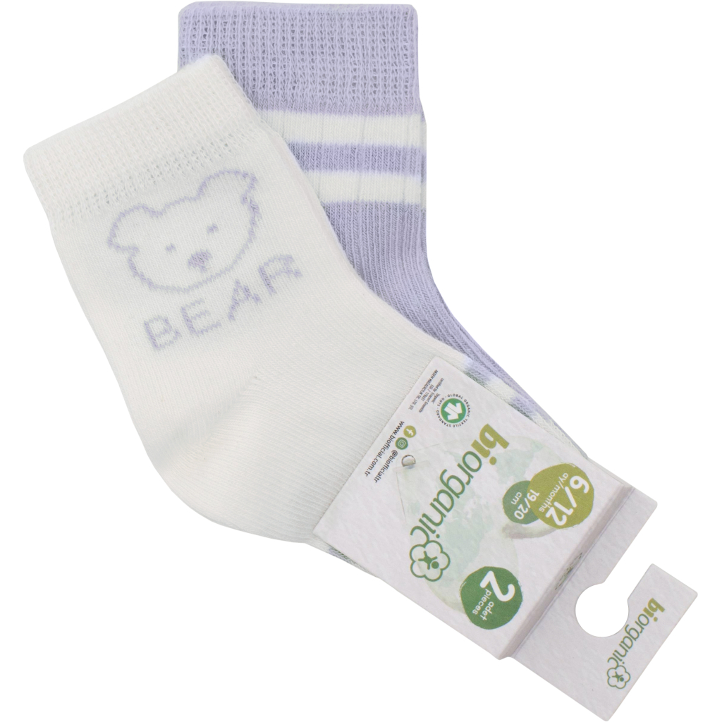 Шкарпетки дитячі Bibaby з ведмедиком (68412-12-18-creamviolet)