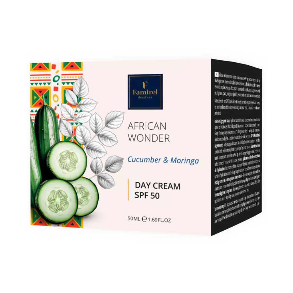Крем для обличчя Famirel African Wonder З огірком та морингою SPF50 50 мл (7290114087070)