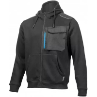 Кофта робоча Hoegert THEO HT5K903-XL з капюшоном 65% бавовна/35% поліестер чорна, XL (54) (HT5K903-XL)