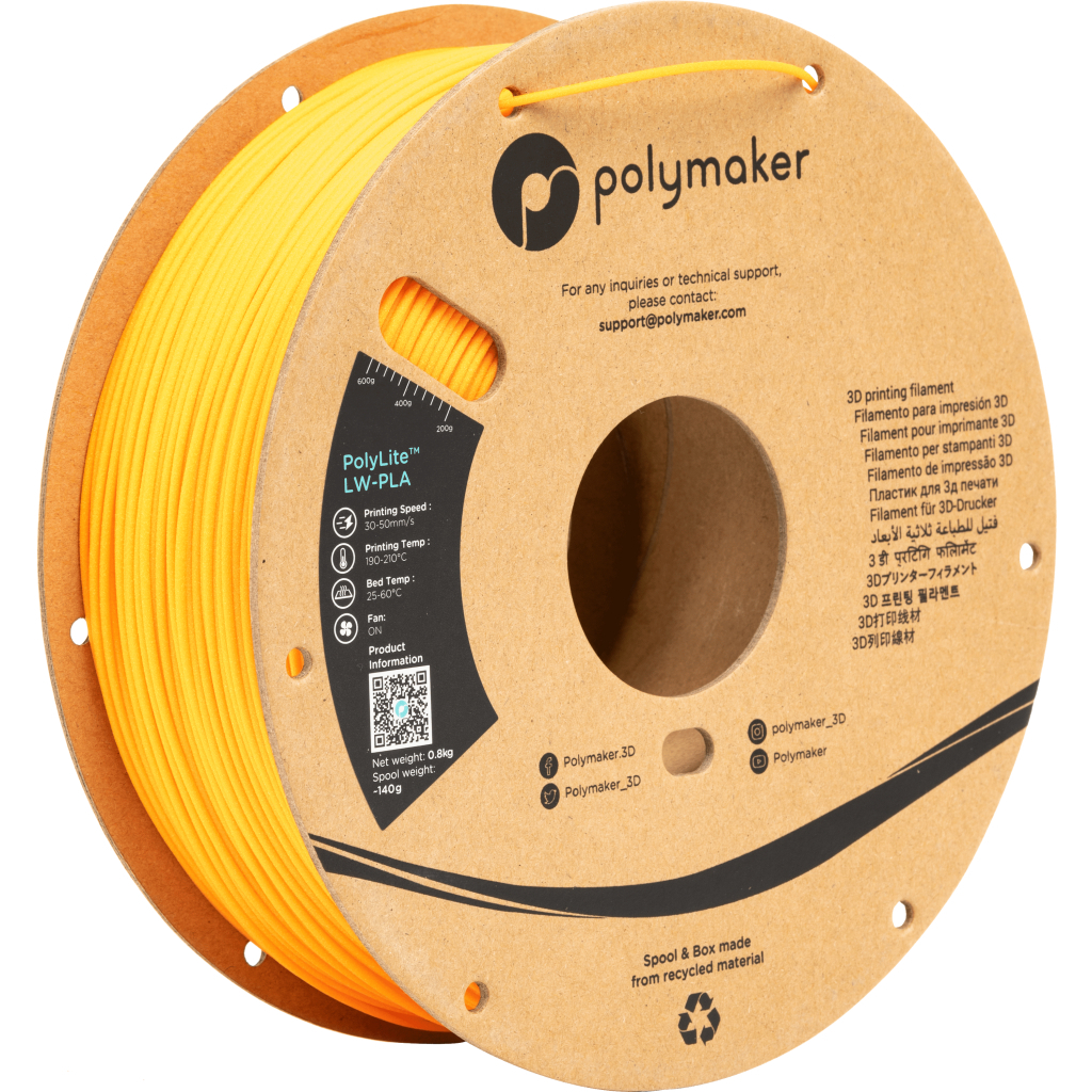 Пластик для 3D-принтера Polymaker PLA POLYLITE LW 1.75 mm 0,8kg BRIGHT ORANGE (PA08007)