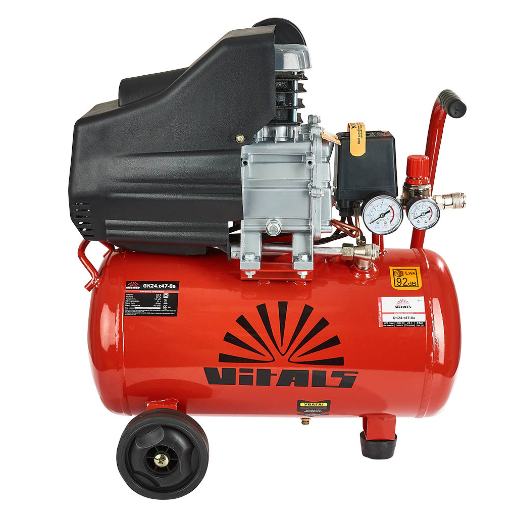 Компресор Vitals GK24.t47-8a, 1300 W, 24 l, 170 l/min, 8 bar, 19.05 kg (160115) Компресор Vitals GK24.t47-8a, 1300 W, 24 l, 170 l/min, 8 bar, 19.05 kg (160115)
