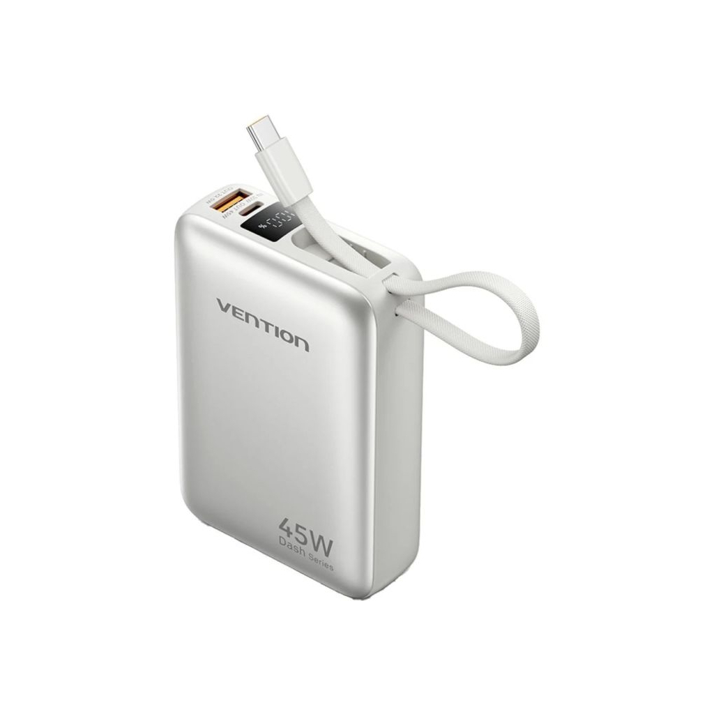 Батарея універсальна Vention 20000mAh 45W PD/3.1, with Built-in USB-C cable, Beige (FHGN0)