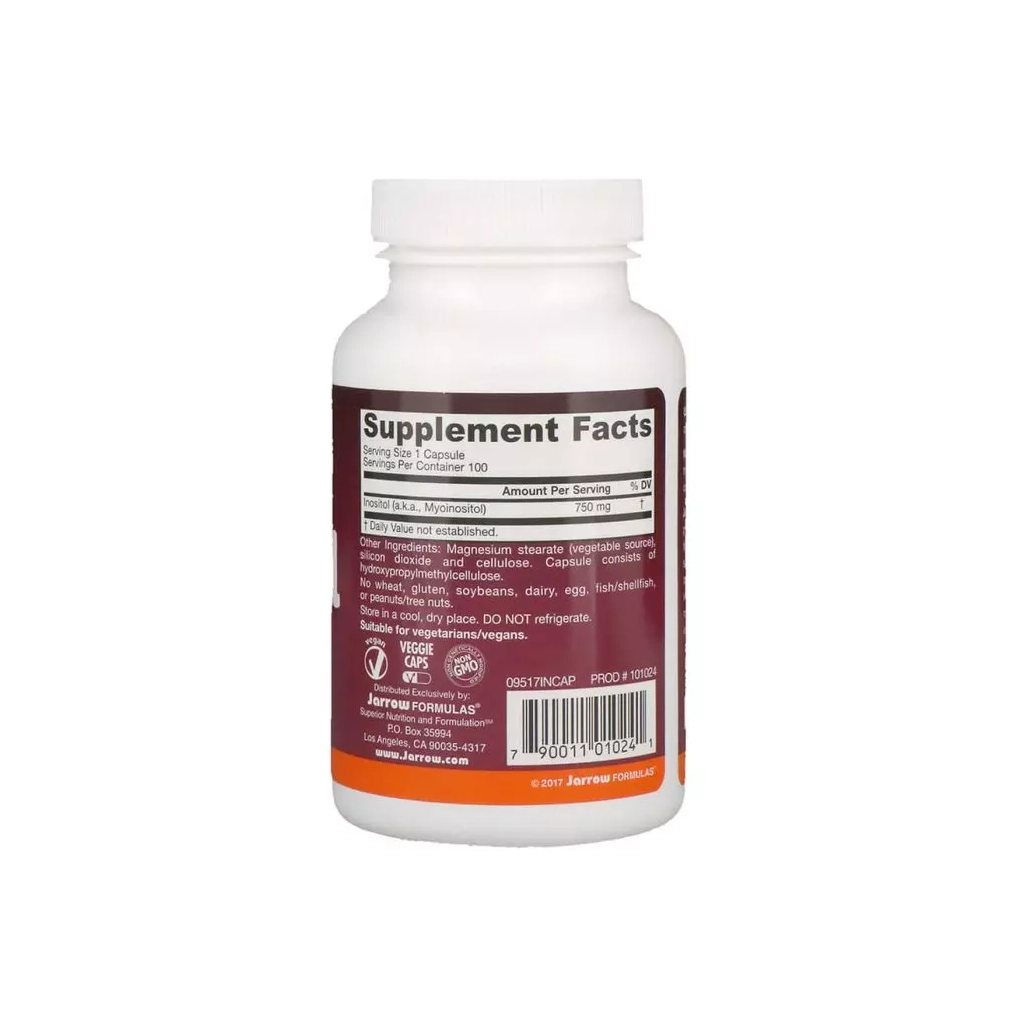 Вітамін Jarrow Formulas Інозітол, 750 мг, Inositol, 100 вегетаріанських капсул (JRW-01024)