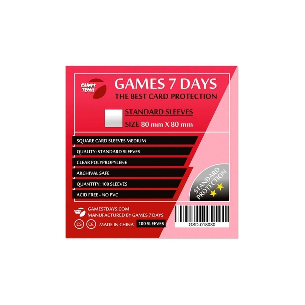 Протектор для карт Games 7 Days 80 х 80 мм, Square Medium, 100 шт (STANDART) (GSD-018080)