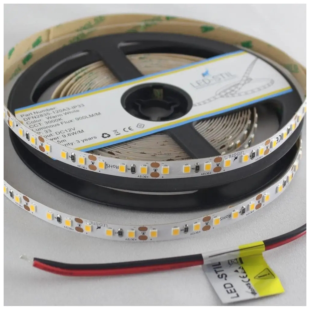 Світлодіодна стрічка LED-STIL 3000K 9,6 Вт/м 2835 120 діодів IP33 12 Вольт 900 lm (DFN2835-120A3-IP33)