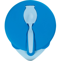 Baby plate Baboo with lid and spoon, from 6 months (blue) (9-029)
