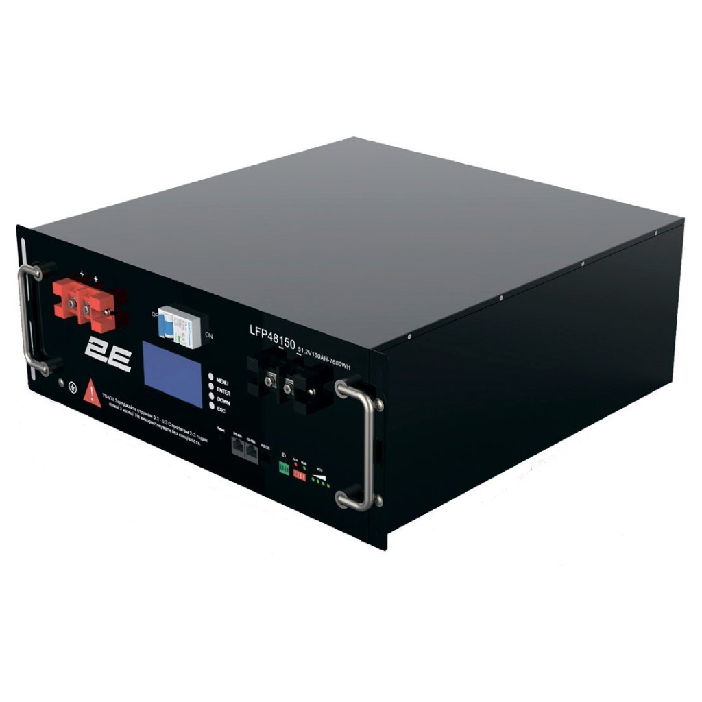 Батарея LiFePo4 2E LiFePO4 48V-150Ah, 19" LCD 16S (2E-LFP48150-LCD)
