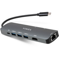 Концентратор Vinga USB-C 3.1 to HDMI+RJ45_1Gbps+3xUSB3.0+SD/TF+PD100W (VHYC8)