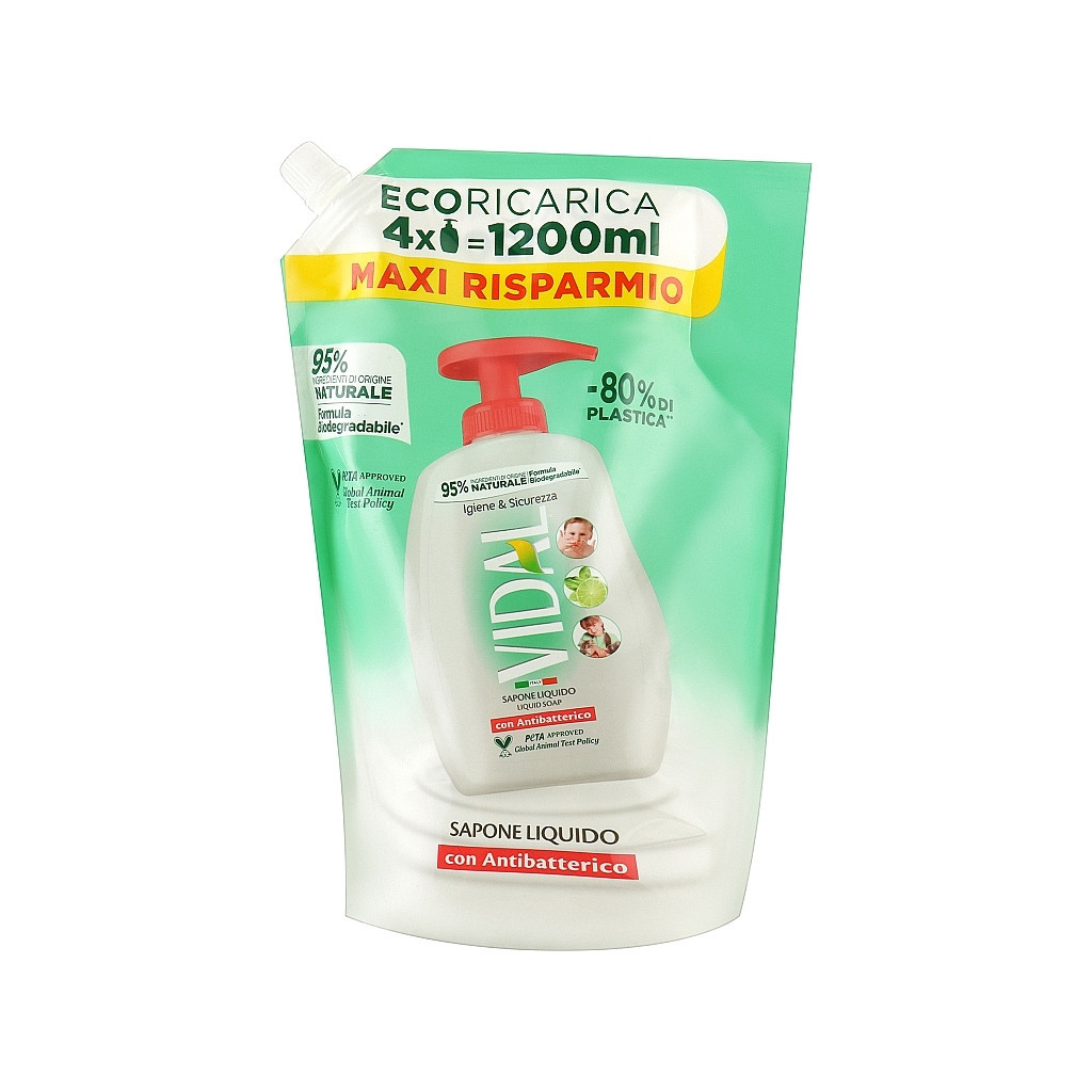 Рідке мило Vidal Антибактеріальне дой-пак 1.2 л (8008970056210)