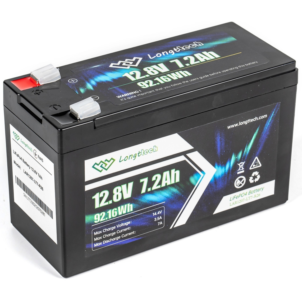 Батарея LiFePo4 Longttech LiFePO4 12.8V - 7.2Ah (LAR1207-LT7-R26)
