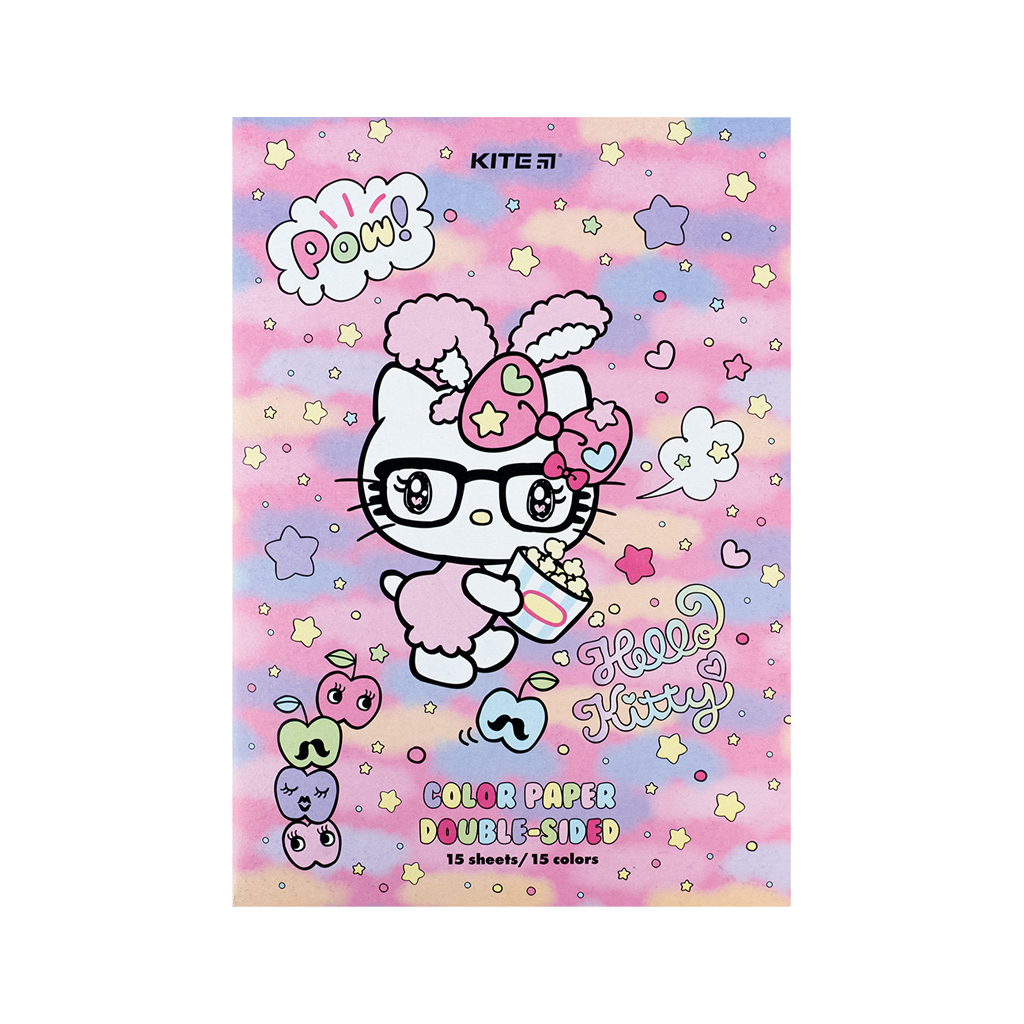 Кольоровий папір Kite А4 двосторонній Hello Kitty 15арк/15 кол (HK24-250)