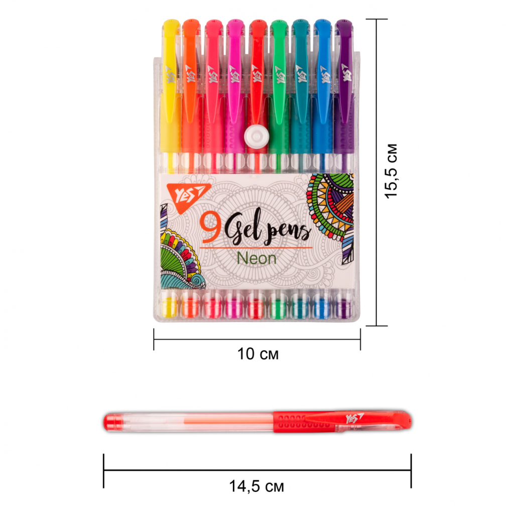 Ручка гелева Yes набір Neon 9 штук (420432)