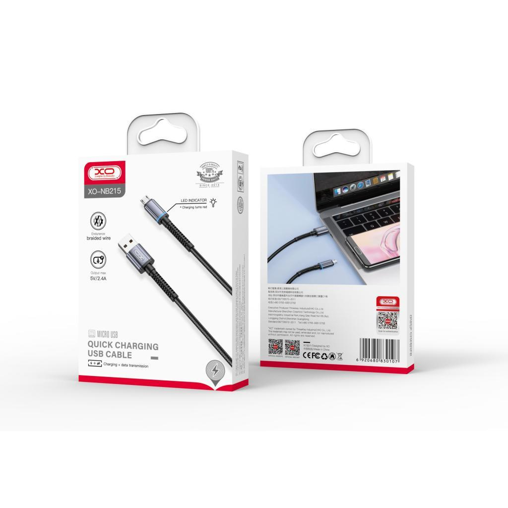 Дата кабель USB 2.0 AM to Micro 5P 1.0m 2.4A black XO (NB215-M-BK) Дата кабель USB 2.0 AM to Micro 5P 1.0m 2.4A black XO (NB215-M-BK)