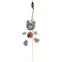 Іграшка для котів Hippie Pet Вудка з ведмедиком сіра 40 см (HIPCW2303010-1)