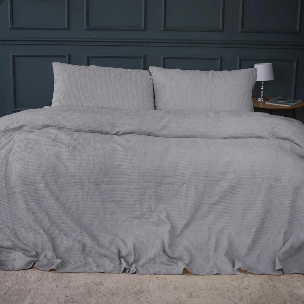 Постільна білизна MirSon №20-02 Waffle Gray 220x240 King Size (2200011032856)